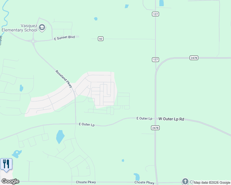 map of restaurants, bars, coffee shops, grocery stores, and more near 1716 Palo Duro Way in Celina