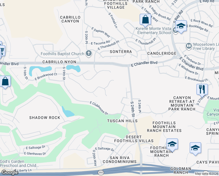 map of restaurants, bars, coffee shops, grocery stores, and more near 15847 South 22nd Street in Phoenix