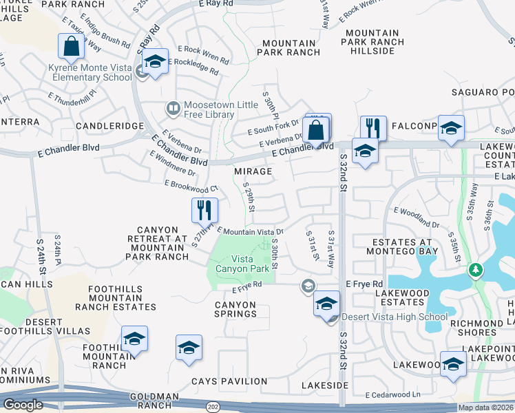 map of restaurants, bars, coffee shops, grocery stores, and more near 2907 East Muirwood Drive in Phoenix