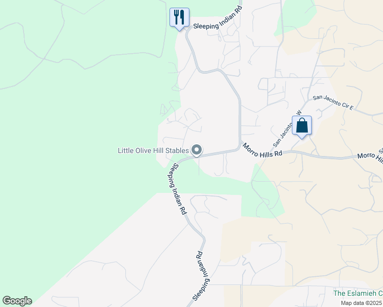 map of restaurants, bars, coffee shops, grocery stores, and more near 5027 Sleeping Indian Road in Fallbrook