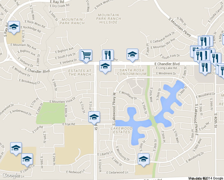 map of restaurants, bars, coffee shops, grocery stores, and more near 3302 East Mountain Vista Drive in Phoenix