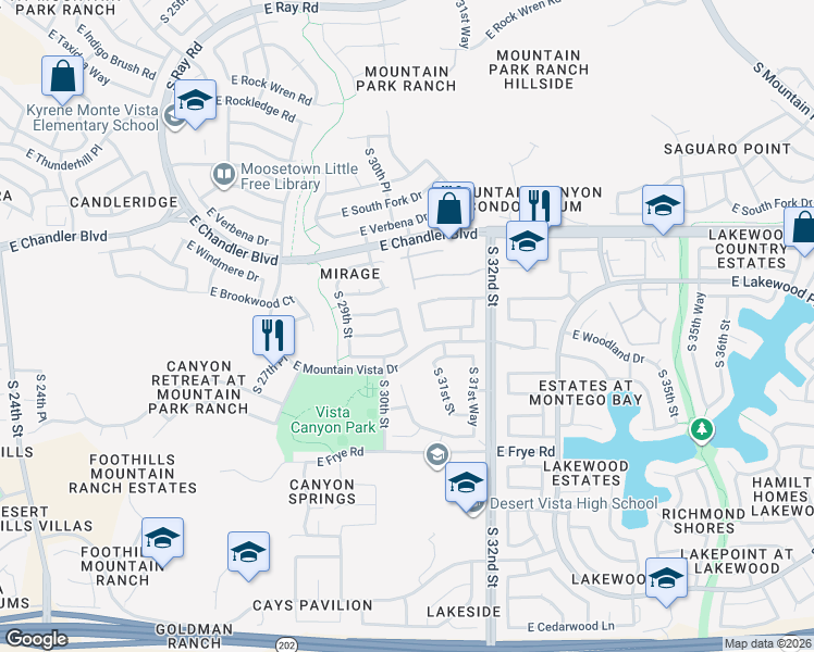 map of restaurants, bars, coffee shops, grocery stores, and more near 3003 East Muirwood Drive in Phoenix