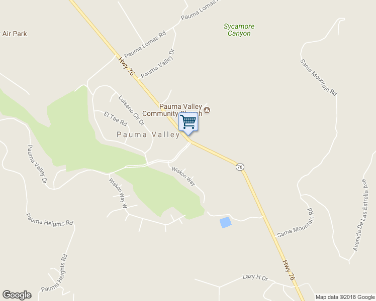 map of restaurants, bars, coffee shops, grocery stores, and more near 16253 Pauma Valley Drive in Pauma Valley