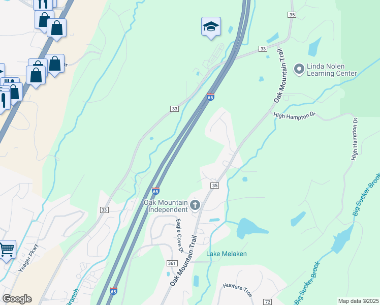 map of restaurants, bars, coffee shops, grocery stores, and more near 1825 County Road 35 in Pelham