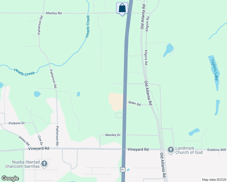 map of restaurants, bars, coffee shops, grocery stores, and more near Glenwood Drive in Spalding County