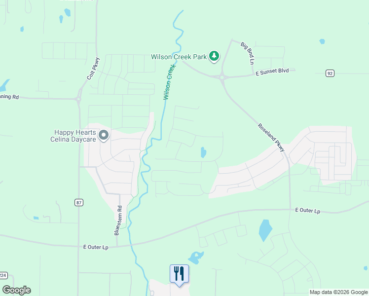 map of restaurants, bars, coffee shops, grocery stores, and more near 1908 Greenwich Lane in Celina