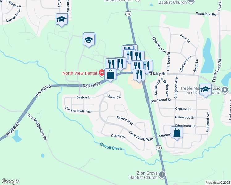 map of restaurants, bars, coffee shops, grocery stores, and more near 4986 Ross Circle in Northport
