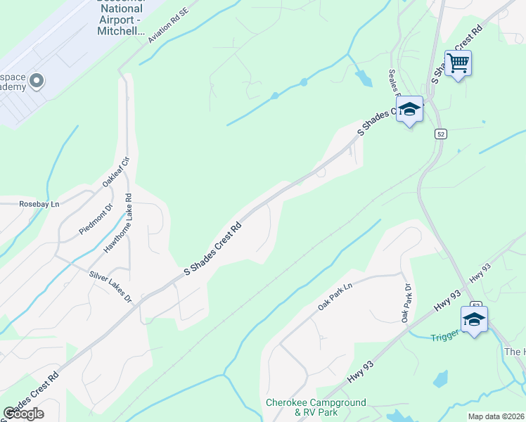 map of restaurants, bars, coffee shops, grocery stores, and more near 101 Countryside Lane in Bessemer