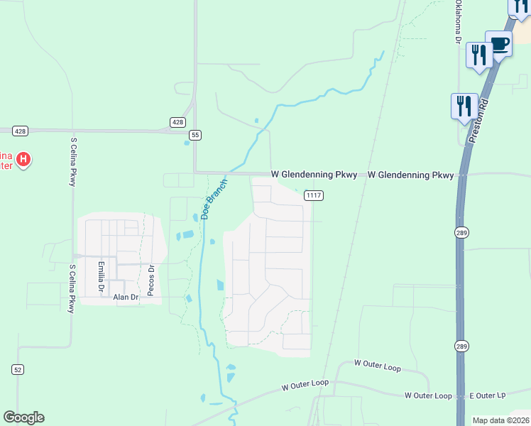 map of restaurants, bars, coffee shops, grocery stores, and more near 816 Esk Avenue in Celina
