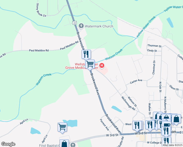 map of restaurants, bars, coffee shops, grocery stores, and more near 954 Brookwood Avenue in Jackson