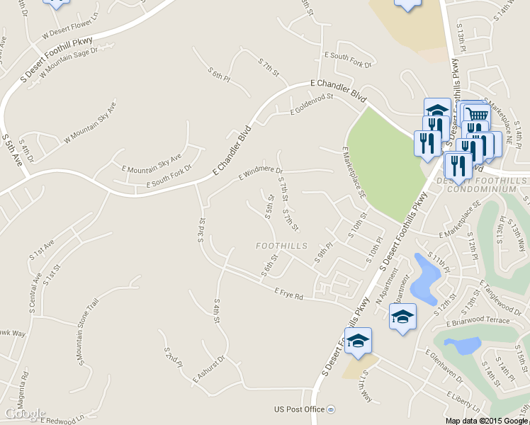 map of restaurants, bars, coffee shops, grocery stores, and more near 436 East Brookwood Court in Phoenix