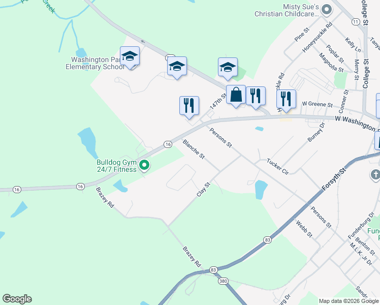 map of restaurants, bars, coffee shops, grocery stores, and more near 594 Blanche Street in Monticello