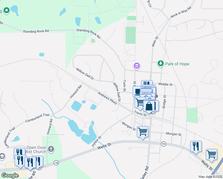 map of restaurants, bars, coffee shops, grocery stores, and more near 110 Willow Dell Drive in Senoia