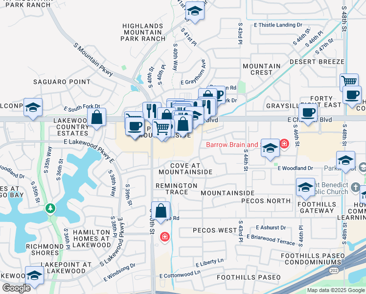 map of restaurants, bars, coffee shops, grocery stores, and more near 4025 East Chandler Boulevard in Phoenix