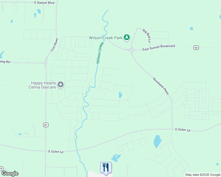 map of restaurants, bars, coffee shops, grocery stores, and more near 1908 Greenwich Lane in Celina