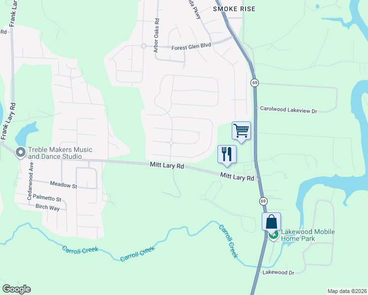map of restaurants, bars, coffee shops, grocery stores, and more near Persinger Circle in Northport