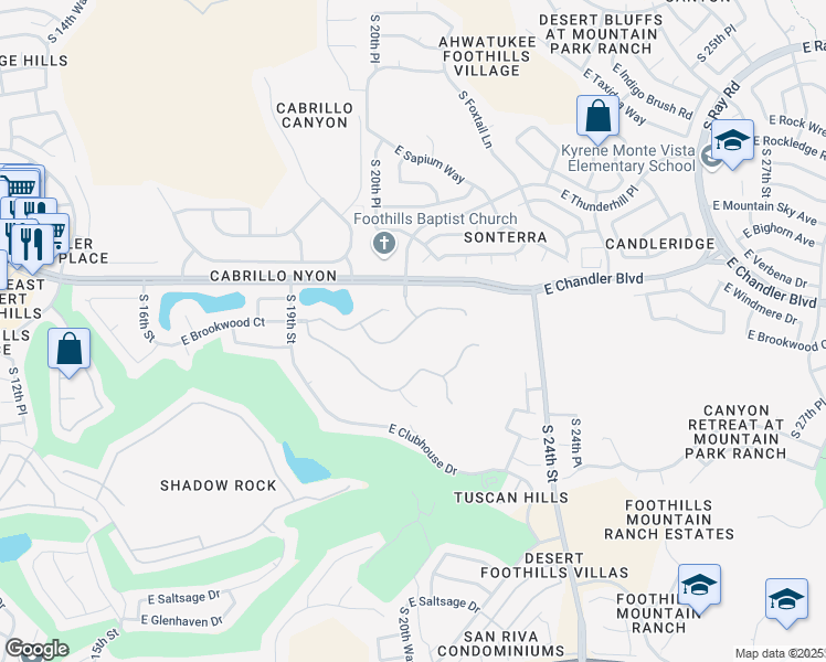 map of restaurants, bars, coffee shops, grocery stores, and more near 2037 East Barkwood Road in Phoenix