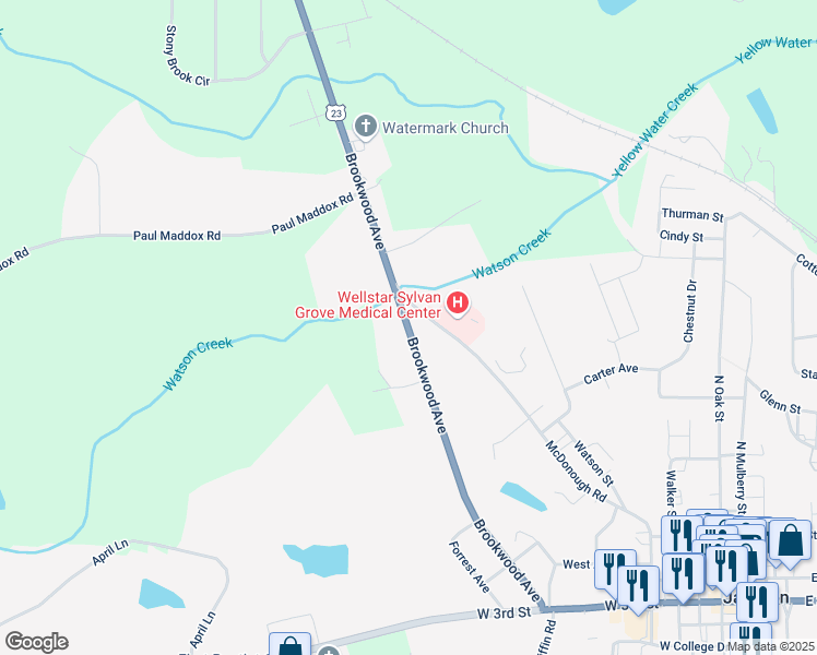 map of restaurants, bars, coffee shops, grocery stores, and more near 954 Brookwood Avenue in Jackson