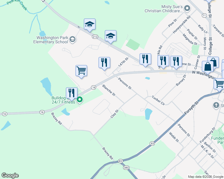 map of restaurants, bars, coffee shops, grocery stores, and more near 594 Blanche Street in Monticello