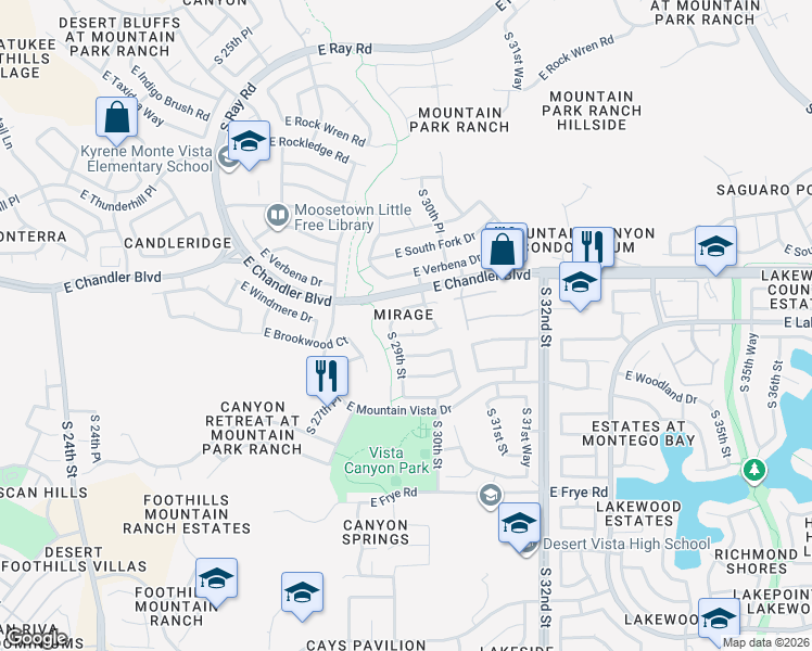 map of restaurants, bars, coffee shops, grocery stores, and more near 2907 East Amber Ridge Way in Phoenix