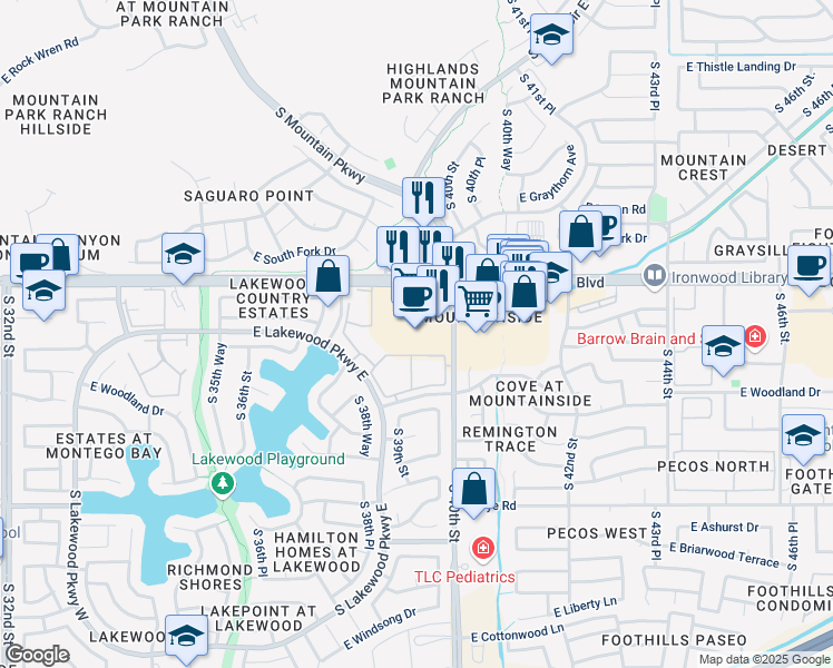 map of restaurants, bars, coffee shops, grocery stores, and more near 3961 East Chandler Boulevard in Phoenix