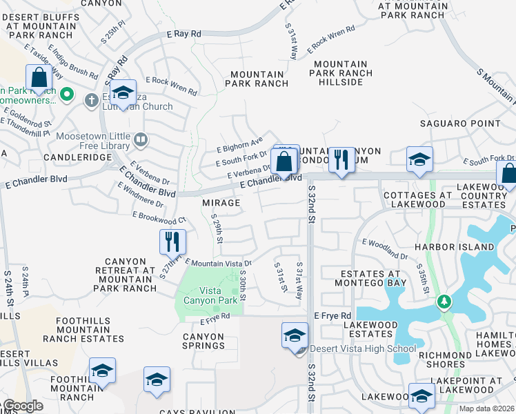 map of restaurants, bars, coffee shops, grocery stores, and more near 3001 East Amber Ridge Way in Phoenix