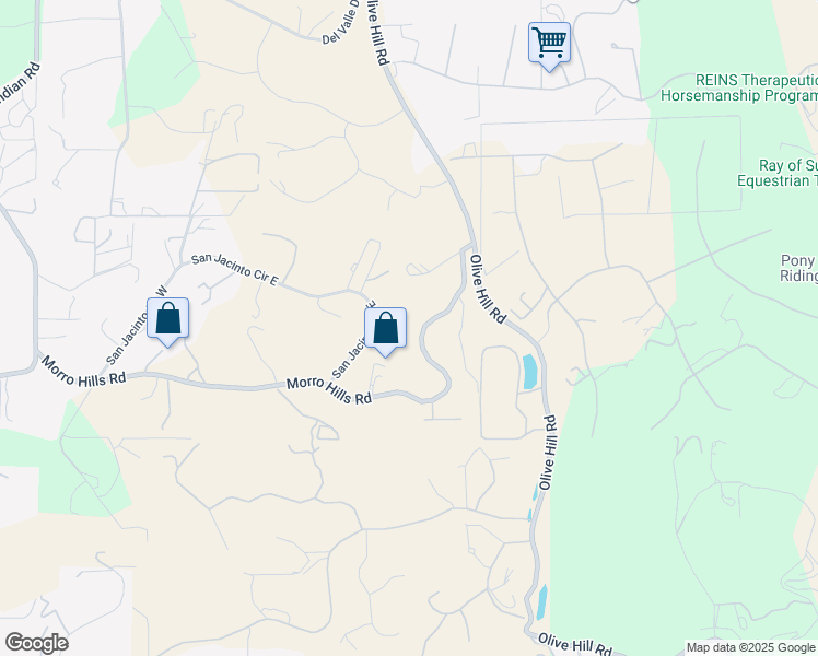 map of restaurants, bars, coffee shops, grocery stores, and more near 197 Morro Hills Road in Fallbrook