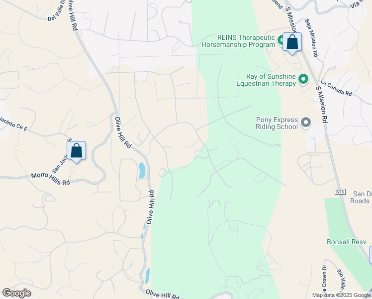 map of restaurants, bars, coffee shops, grocery stores, and more near 19 Gateview Drive in Fallbrook