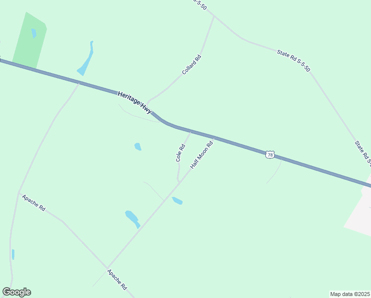 map of restaurants, bars, coffee shops, grocery stores, and more near 13899 Heritage Highway in Bamberg