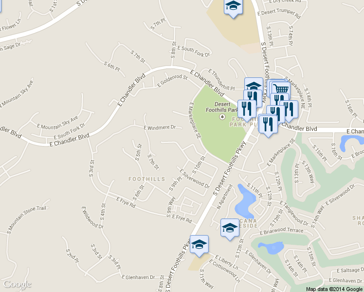 map of restaurants, bars, coffee shops, grocery stores, and more near 777 East Windmere Drive in Phoenix