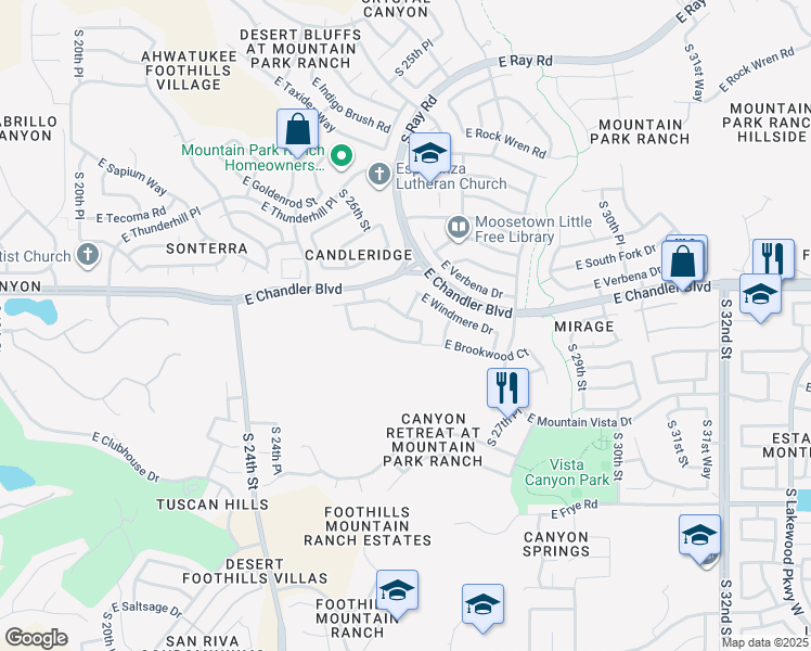 map of restaurants, bars, coffee shops, grocery stores, and more near 15637 South 26th Court in Phoenix