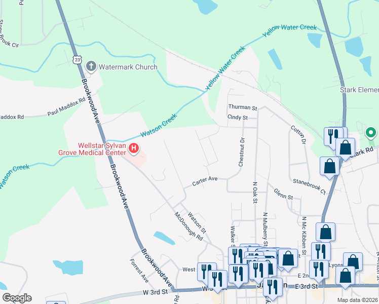 map of restaurants, bars, coffee shops, grocery stores, and more near 101-133 Adams Drive in Jackson