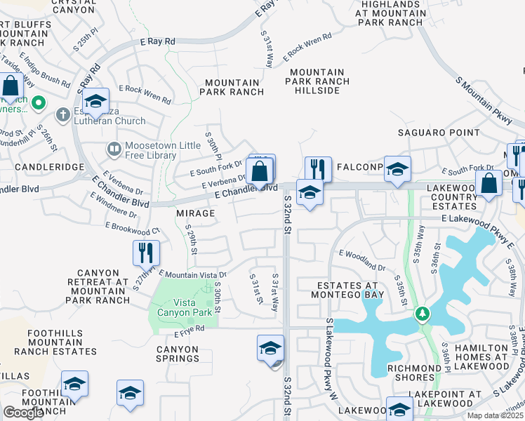 map of restaurants, bars, coffee shops, grocery stores, and more near 3145 East Chandler Boulevard in Phoenix