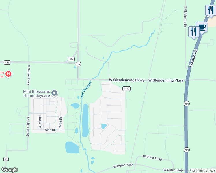 map of restaurants, bars, coffee shops, grocery stores, and more near 819 Langholm Drive in Celina