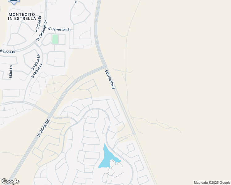 map of restaurants, bars, coffee shops, grocery stores, and more near 15196 Estrella Parkway in Goodyear