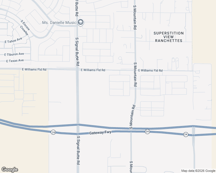 map of restaurants, bars, coffee shops, grocery stores, and more near 22597-22625 East Williams Field Road in Mesa