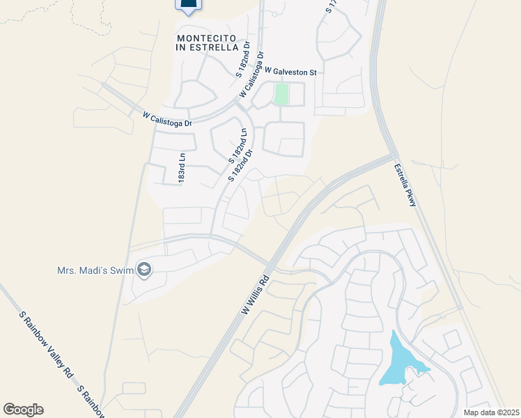 map of restaurants, bars, coffee shops, grocery stores, and more near 18049 West Tecoma Road in Goodyear