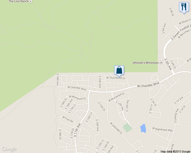 map of restaurants, bars, coffee shops, grocery stores, and more near 1607 West Thunderhill Drive in Phoenix