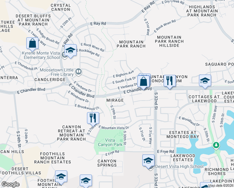 map of restaurants, bars, coffee shops, grocery stores, and more near 2941 East Chandler Boulevard in Phoenix