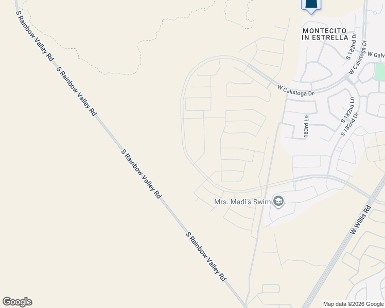 map of restaurants, bars, coffee shops, grocery stores, and more near South Rainbow Valley Road in Buckeye