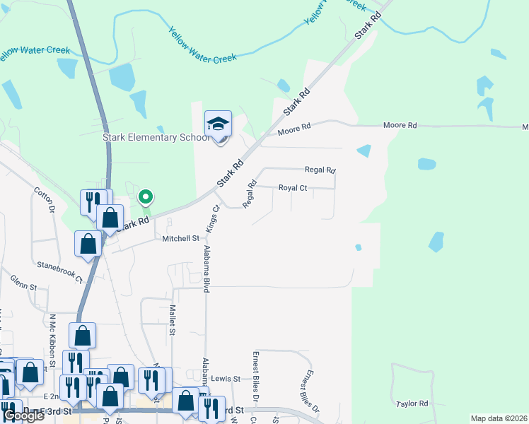 map of restaurants, bars, coffee shops, grocery stores, and more near 208 Queens Court in Jackson