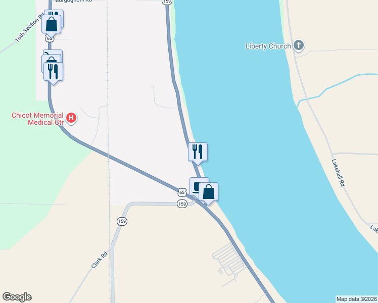map of restaurants, bars, coffee shops, grocery stores, and more near 3112 South Lakeshore Drive in Lake Village