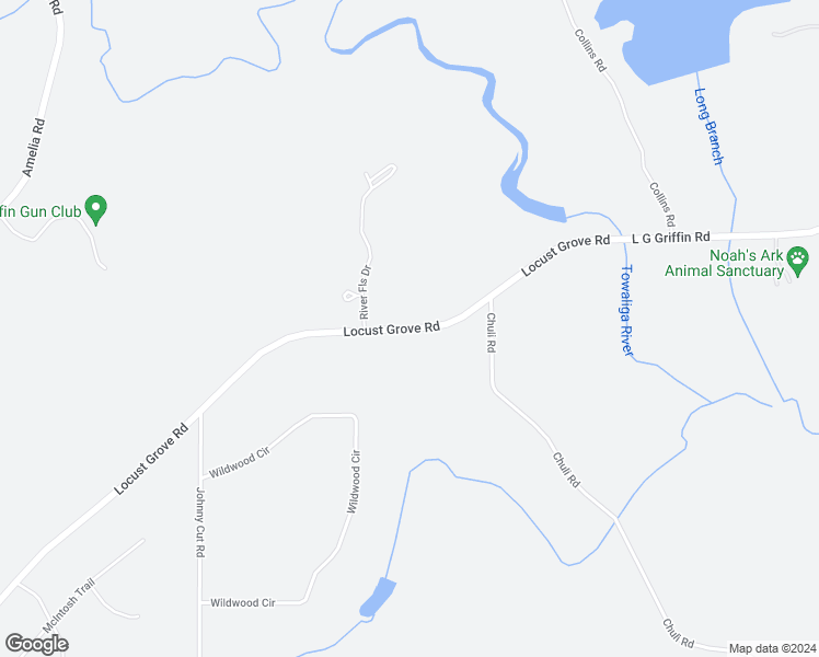 map of restaurants, bars, coffee shops, grocery stores, and more near 1727 Locust Grove Road in Locust Grove