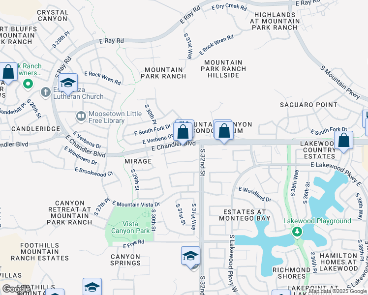 map of restaurants, bars, coffee shops, grocery stores, and more near 3145 East Chandler Boulevard in Phoenix