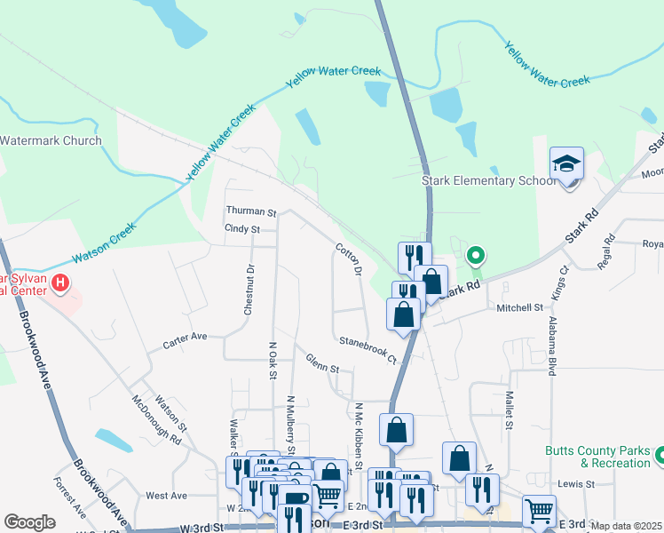 map of restaurants, bars, coffee shops, grocery stores, and more near 460 Stanebrook Court in Jackson