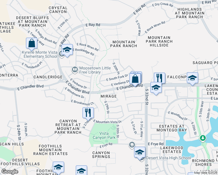map of restaurants, bars, coffee shops, grocery stores, and more near 2922 East Windmere Drive in Phoenix