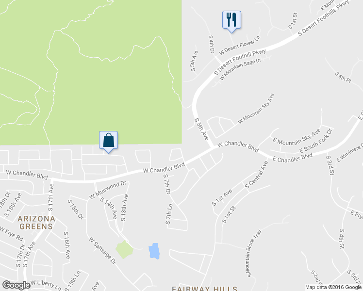 map of restaurants, bars, coffee shops, grocery stores, and more near 15421 South 6th Drive in Phoenix