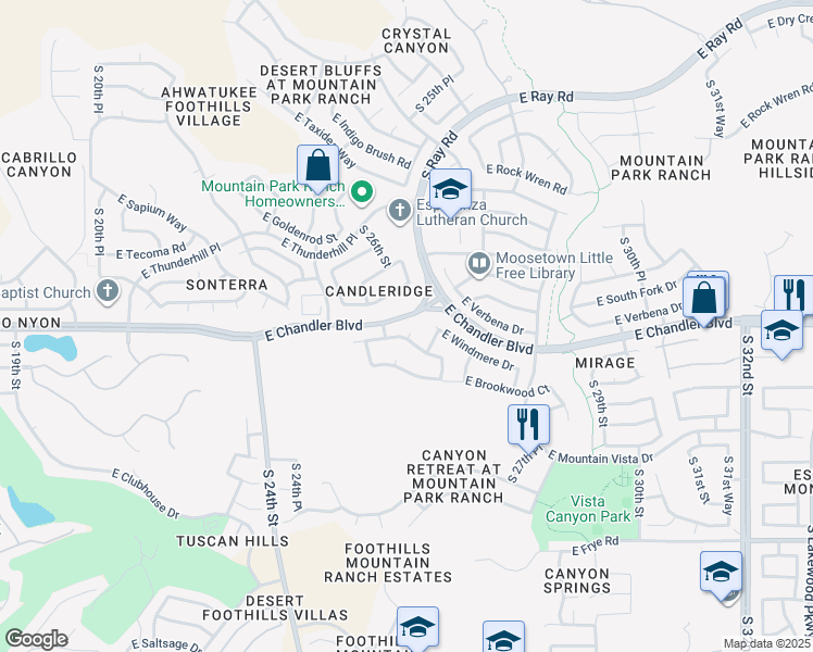 map of restaurants, bars, coffee shops, grocery stores, and more near 15626 South 26th Court in Phoenix