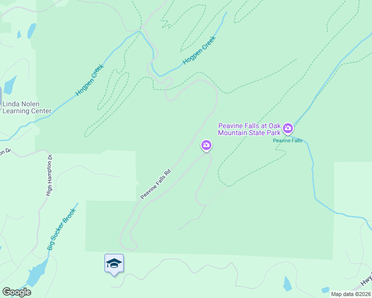 map of restaurants, bars, coffee shops, grocery stores, and more near Peavine Falls Road in Pelham