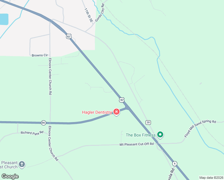 map of restaurants, bars, coffee shops, grocery stores, and more near Highway 82 in Gordo